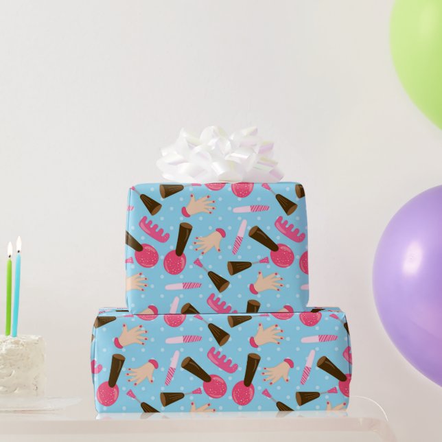 Fun Blue spa pattern wrapping paper (Party Gifts)