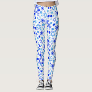 Fun Blue Stars of David Holidays Random Pattern Leggings