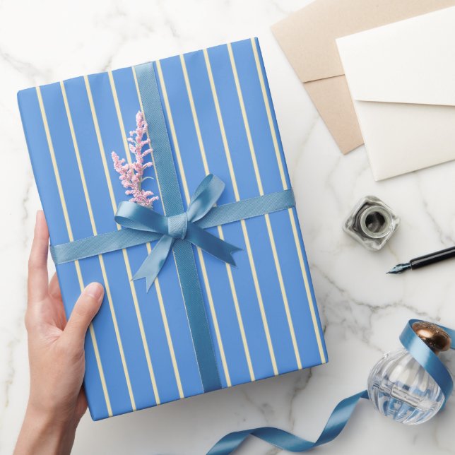 Fun Blue stripe pattern wrapping paper (Gifting)