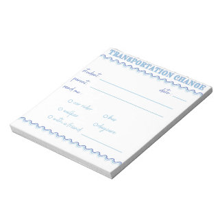 Fun Blue Transportation Change Notepad