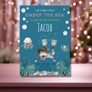 Fun Blue Under the Sea Boy's Birthday Invitation