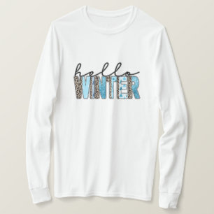 Fun Blue Winter Animal Print T-Shirt