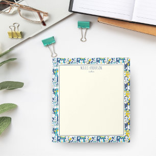 Fun Blue Yellow Dogs Pattern Personalized Name Notepad