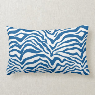 Fun Blue Zebra Stripes Wild Animal Print Lumbar Pillow