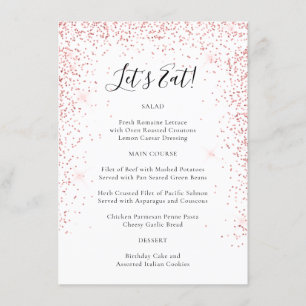 Fun Blush Pink Glitter Special Occasion Menu