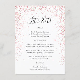 Fun Blush Pink Parties scintillant Menu Occasion s