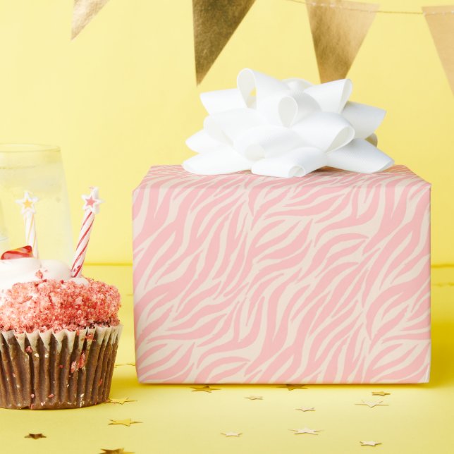 Fun Blush Pink Tiger Stripe Pattern Wrapping Paper (Birthday Party)