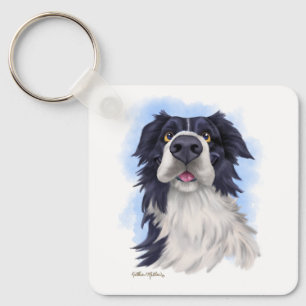 Fun Boarder Collie Cartoon Keychain