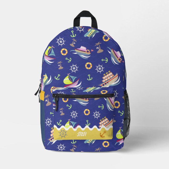Fun Boat Blue Print Cut Sew Bag (Front)