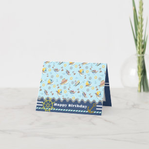 Fun Boats Blue. Birthday Card