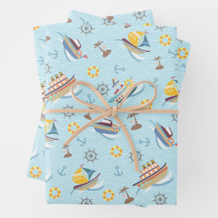 Fun Boats Papier à enveloppement bleu