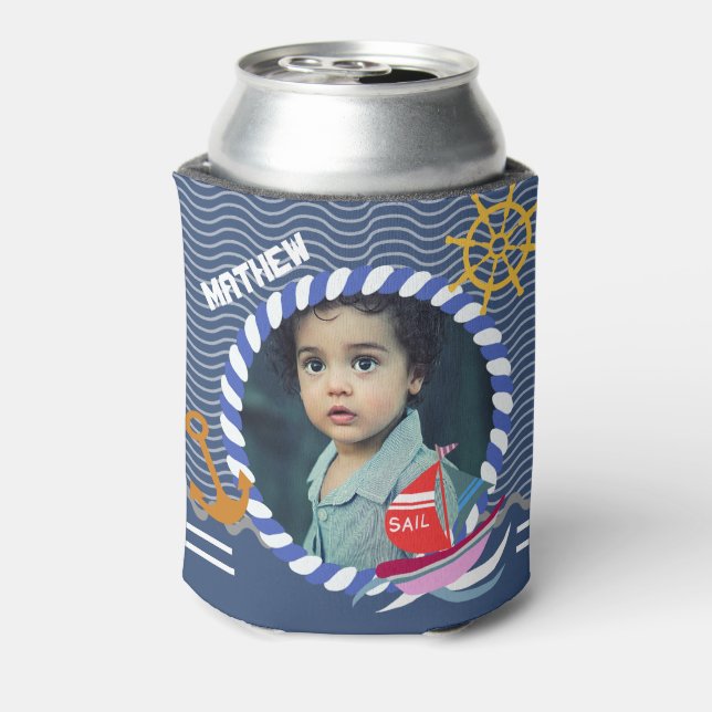 Fun Boats Photo Blue   Can Cooler (Can Back)