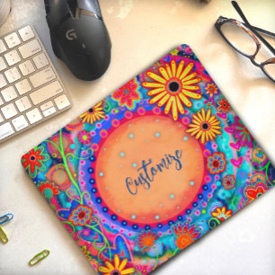Fun Boho Floral Customizable Inspirivity Mouse Pad