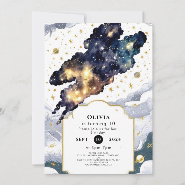 Fun Boho Space Birthday Invitation (Front)