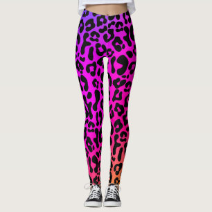 Fun Bold 90s Flashback Rainbow Leopard Print Leggings