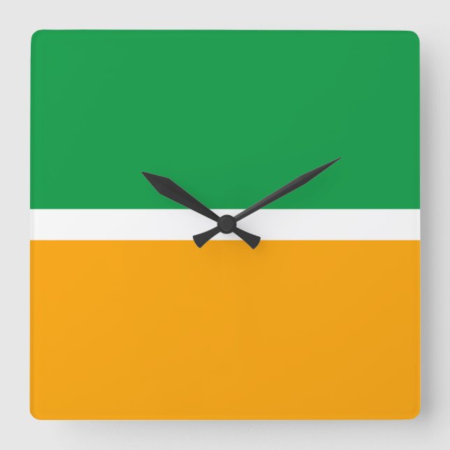 Fun Bold Bright Summer Green Yellow Colour Block Square Wall Clock (Front)