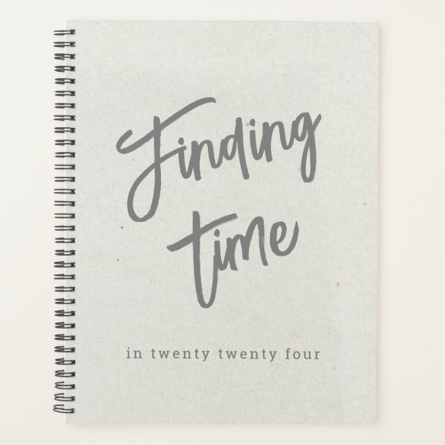 Fun Bold Grey Script Typography White Personalized Planner (Front)
