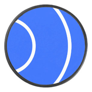 Fun Bold Sporty Bright Blue White Wave Pattern Hockey Puck