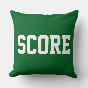 Fun Bold White Athletic SCORE Text On Deep Green Throw Pillow