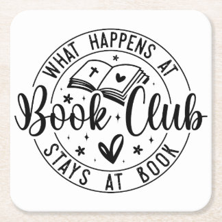 Fun Book Club design Square Paper Coaster