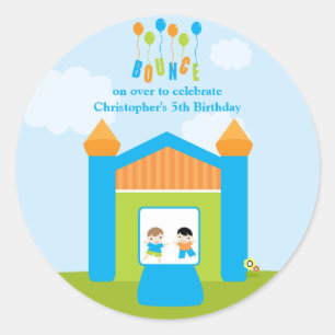 Fun bounce house boys birthday party stickers