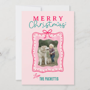 Fun Bow Picture Frame Christmas Holiday Card