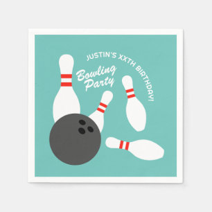 Fun bowling Birthday party theme paper napkins