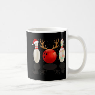 Fun Bowling Christmas Santa Hat Xmas Lights Gift Coffee Mug