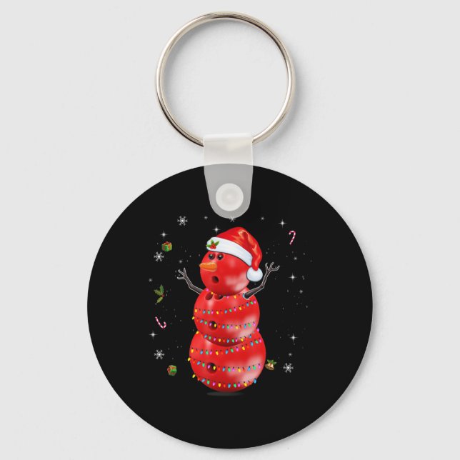 Fun Bowling  for Boys Girls Christmas Snowman Bowl Keychain (Front)