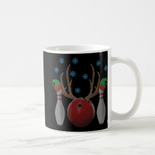 Fun Bowling Ugly Christmas Elf Hat Xmas Reindeer Coffee Mug