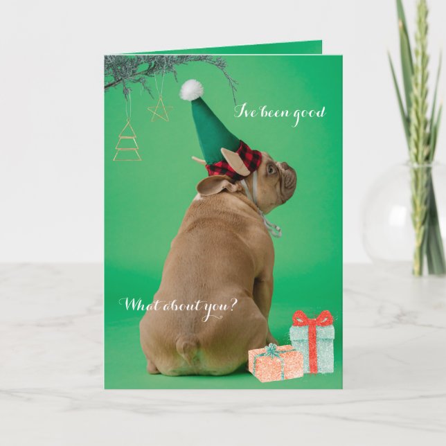 Fun Boxer Dog Christmas I've Been Good Folded Card (Front)