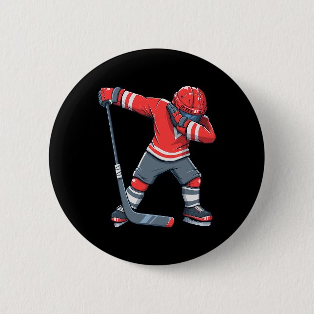 Fun Boy Kid Ice Hockey Dab Apparel 2 Inch Round Button (Front)