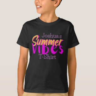 Fun Boy’s Text Summer Vibes  T-Shirt