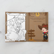 Fun Boys Cowboy Colouring Page Happy Birthday