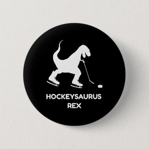 Fun Boys Ice Hockey T Rex Dinosaur 2 Inch Round Button