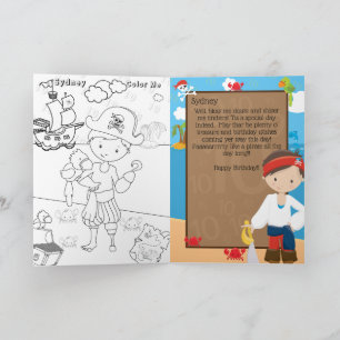 Fun Boys Pirate Captain Colour Me Happy Birthday Card