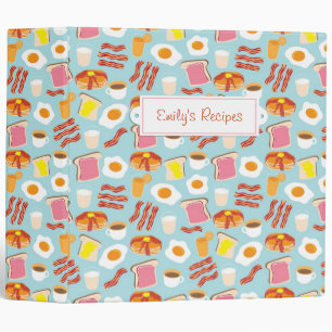 Fun Breakfast Food Illustrations Pattern Binder
