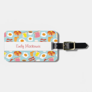 Fun Breakfast Food Illustrations Pattern Luggage Tag
