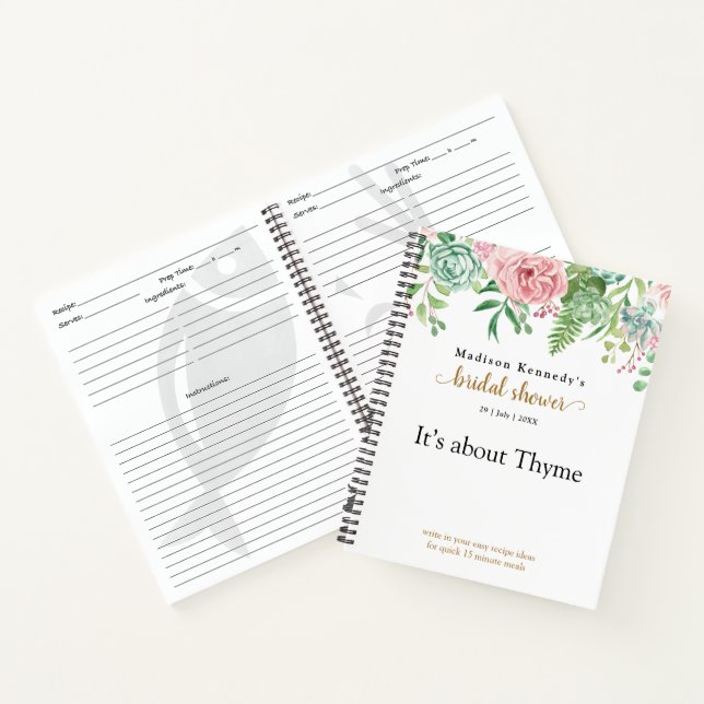 Fun Bridal Shower Quick New Recipe  Notebook (Inside)
