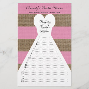 Fun Bridal Shower Word Games -- Pink Flyer