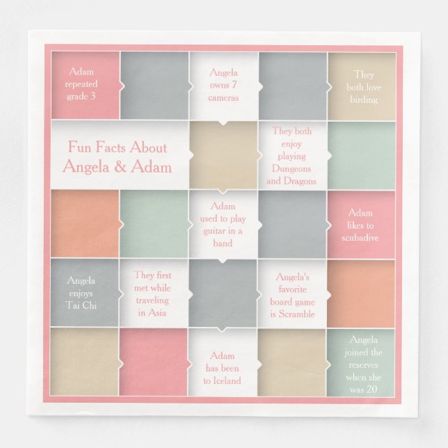Fun Bride Groom Infographic Personalized Wedding Napkin (Front)