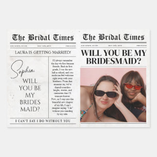 Fun Bridesmaid Proposal Newspaper Flower Bouquet Wrapping Paper Sheet
