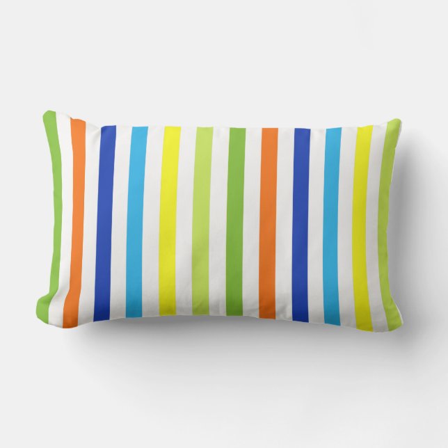 Fun Bright and Bold - Modern Stripes Lumbar Pillow (Front)