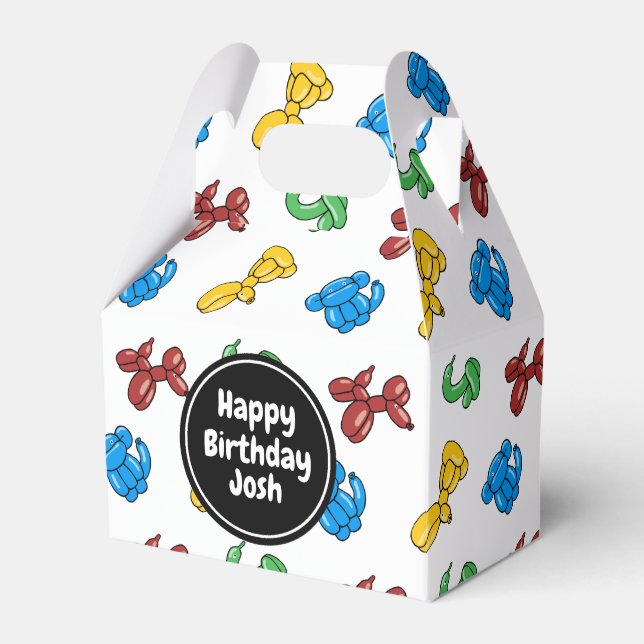 Fun, bright balloon animals design favor box (Front Side)