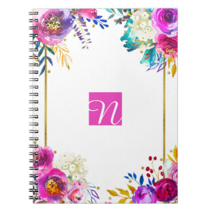 Fun Bright Bold Watercolor Floral Colour Splash Notebook