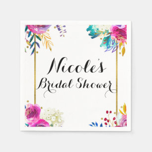 Fun Bright Bold Watercolor Floral Elegant Chic Napkin