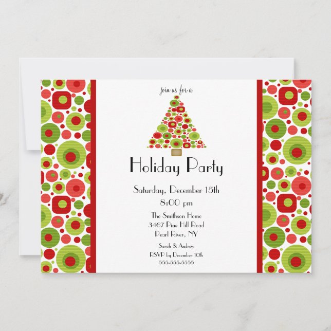 Fun Bright Christmas Tree Fête Invitation (Devant)