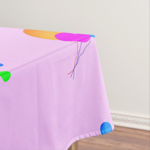 Fun Bright  Coloured Balloon on PINK Tablecloth