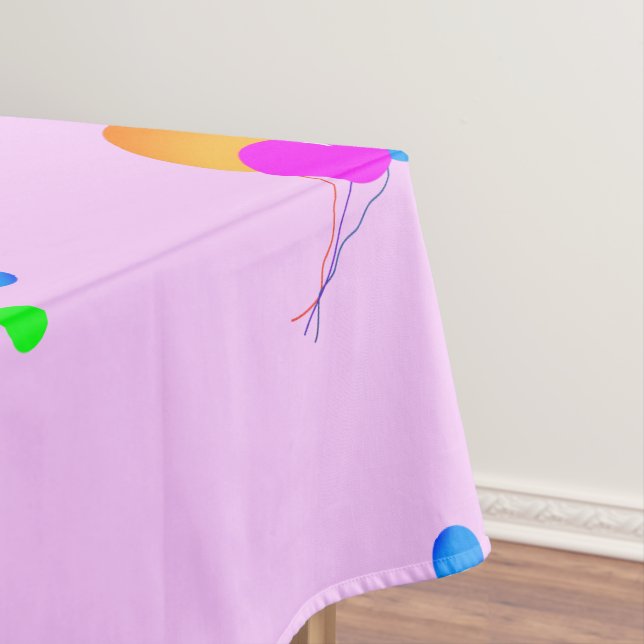Fun Bright  Coloured Balloon on PINK Tablecloth (In Situ)