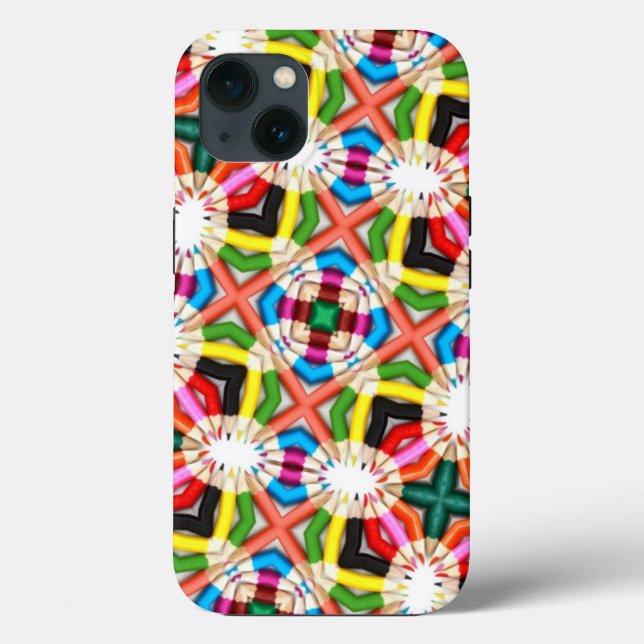 Fun Bright Coloured Pencil Kaleidoscope Pattern Case-Mate iPhone Case (Back)